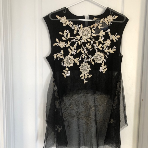 NWOT Maxazria Runway Designer Embroidered Tulle Tunic - Picture 1 of 9
